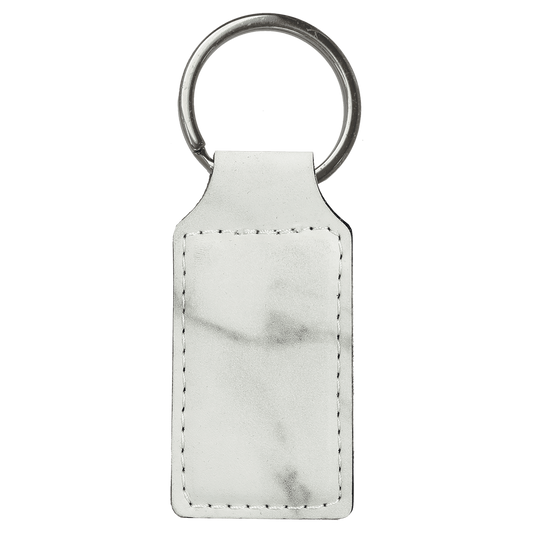 Laserable Leatherette Rectangle Keychain - 2 3/4" x 1 1/4"