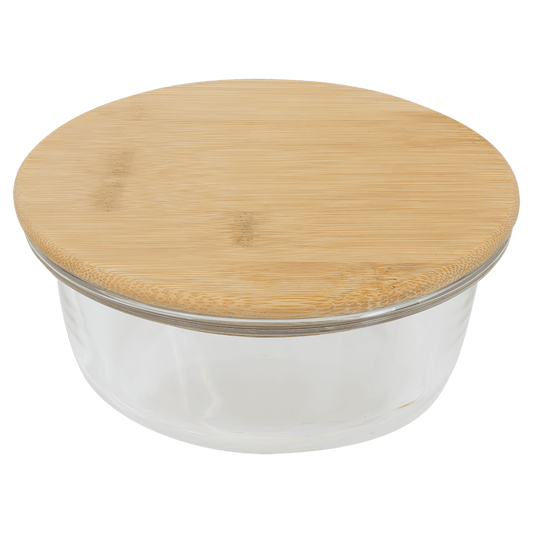 Round Glass Container with Bamboo Lid - 13oz