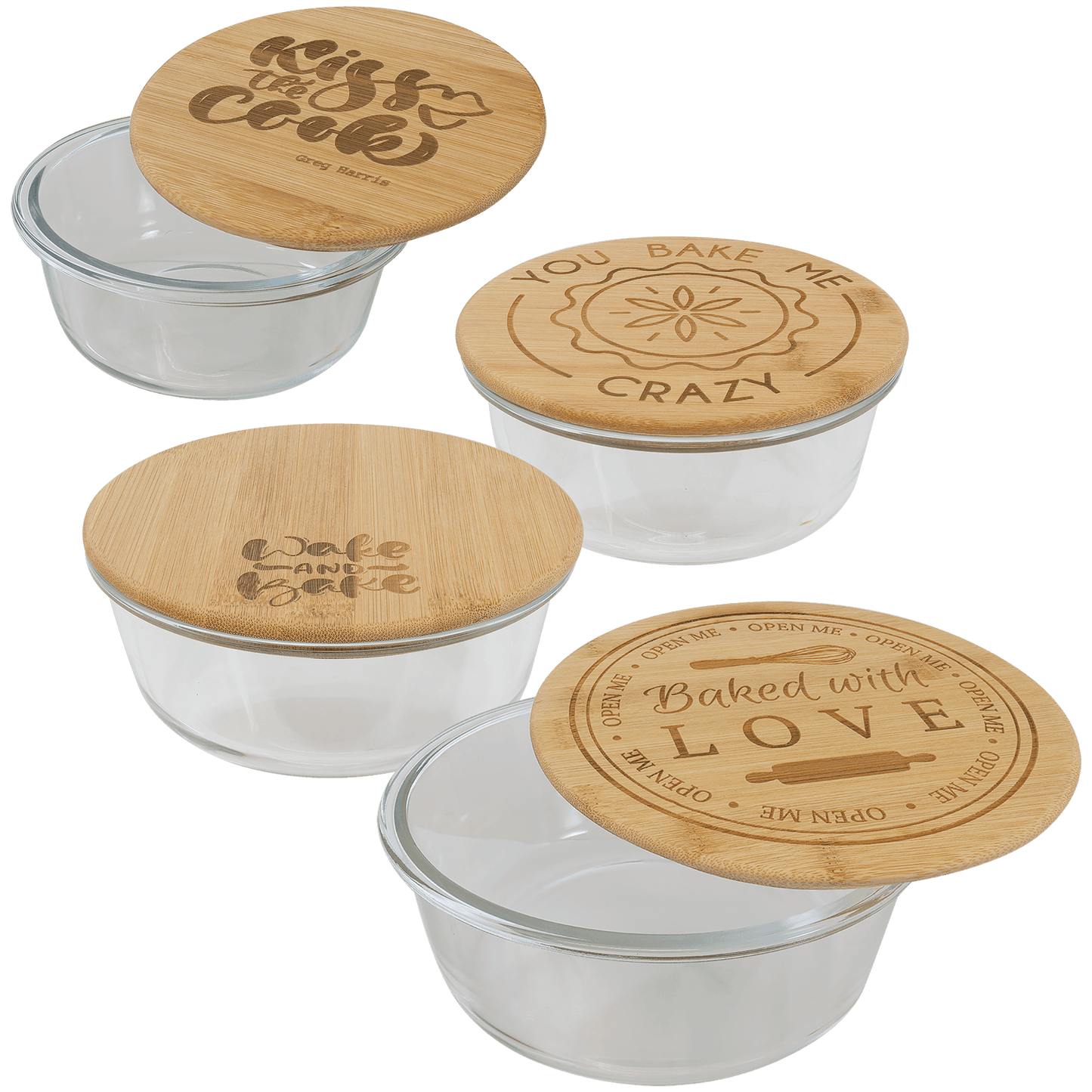 Round Glass Container with Bamboo Lid - 13oz