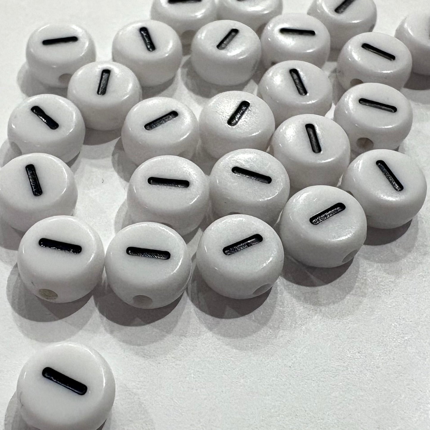 Acrylic Letter Beads - White/Black Letters, Numbers & Hearts