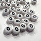 Acrylic Letter Beads - White/Black Letters, Numbers & Hearts