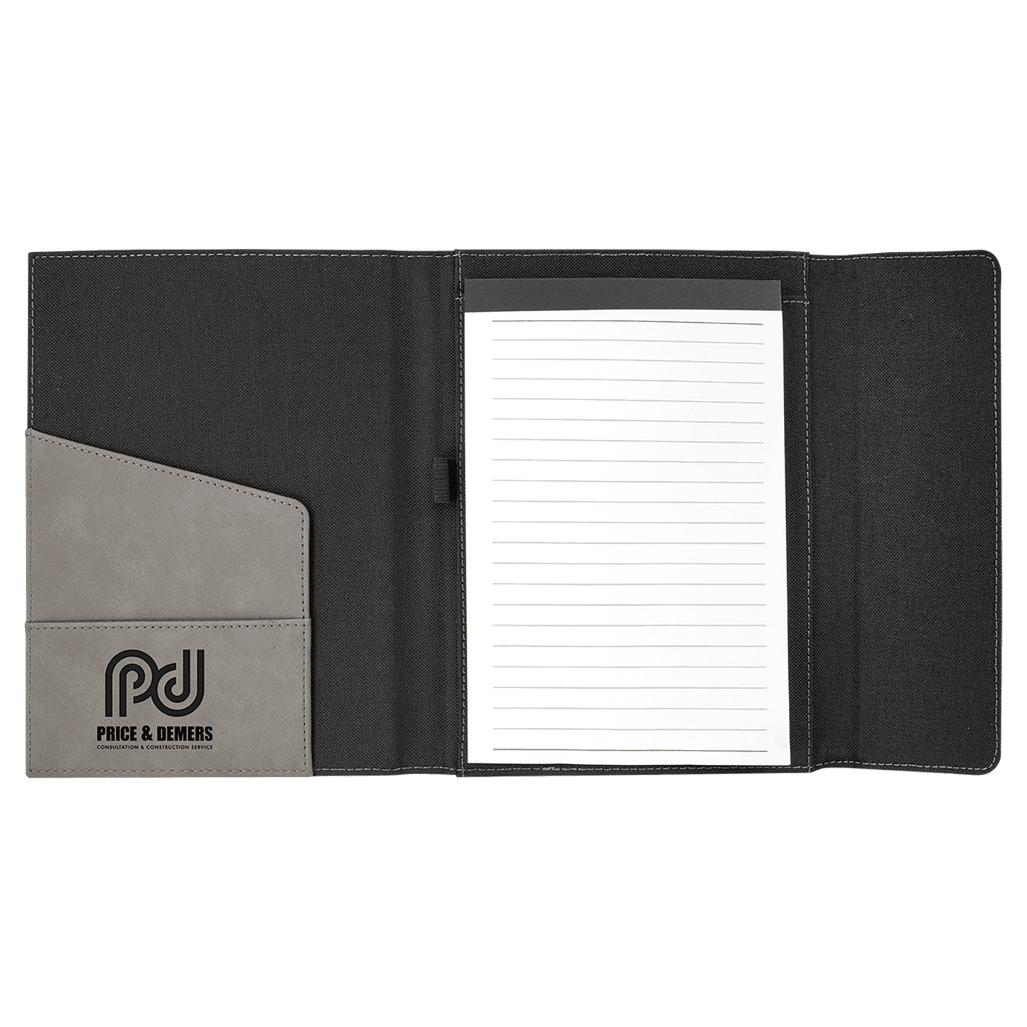 Laserable Leatherette Canvas Portfolios with Notepad