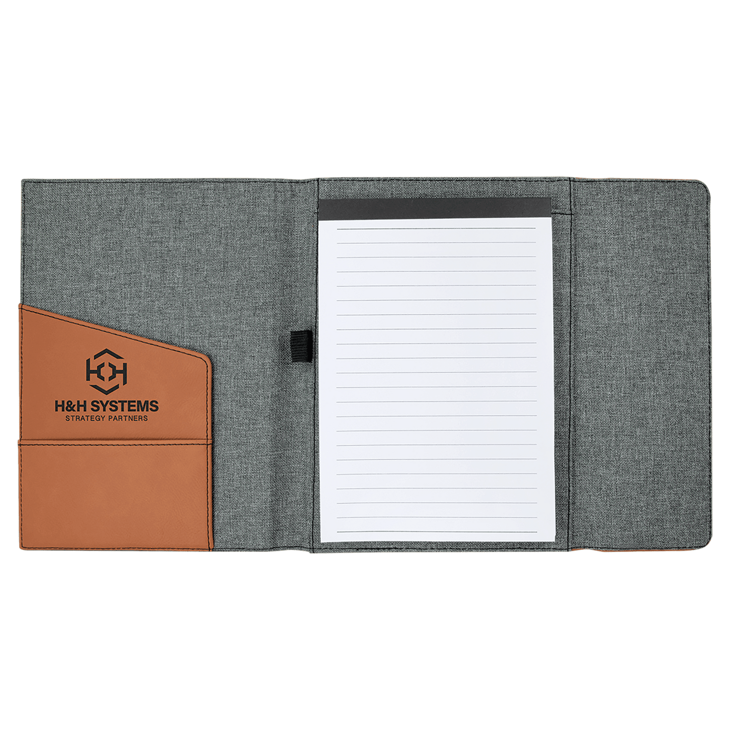Laserable Leatherette Canvas Portfolios with Notepad