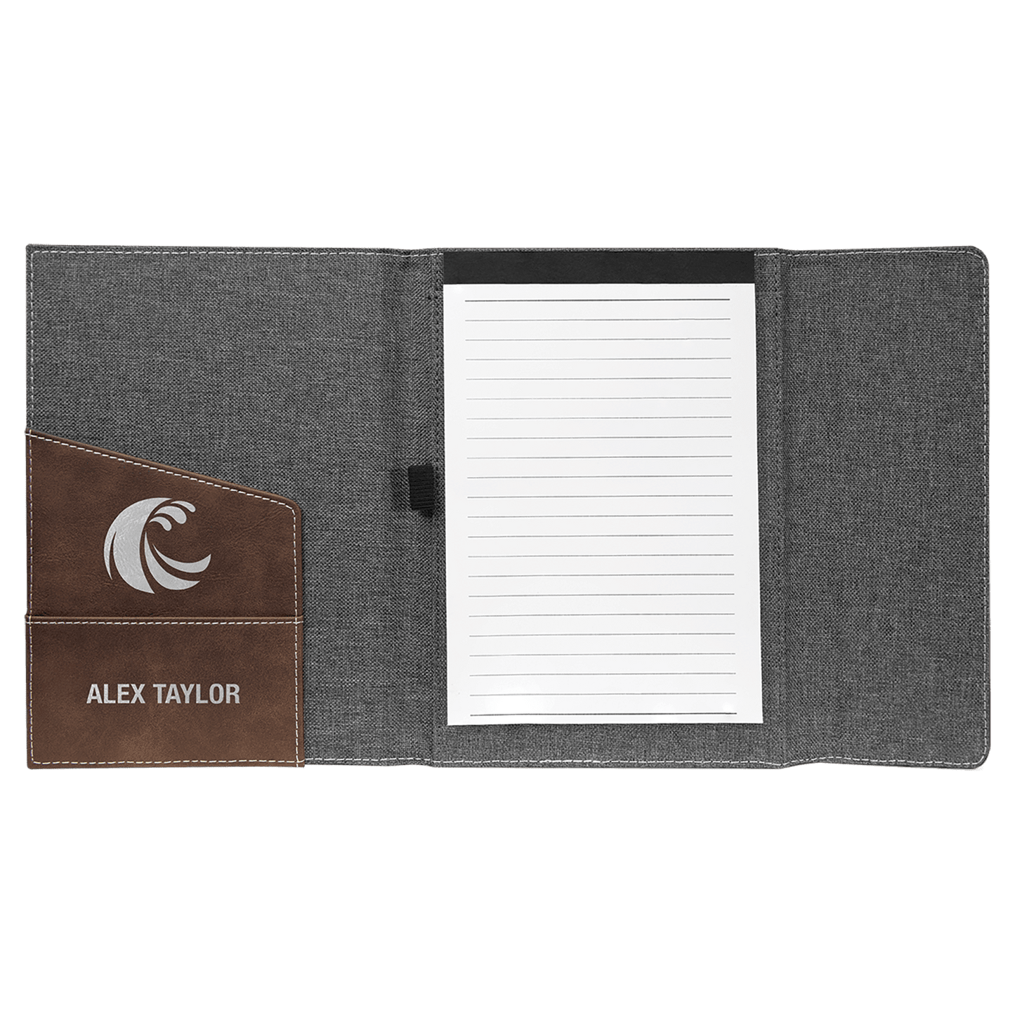 Laserable Leatherette Canvas Portfolios with Notepad