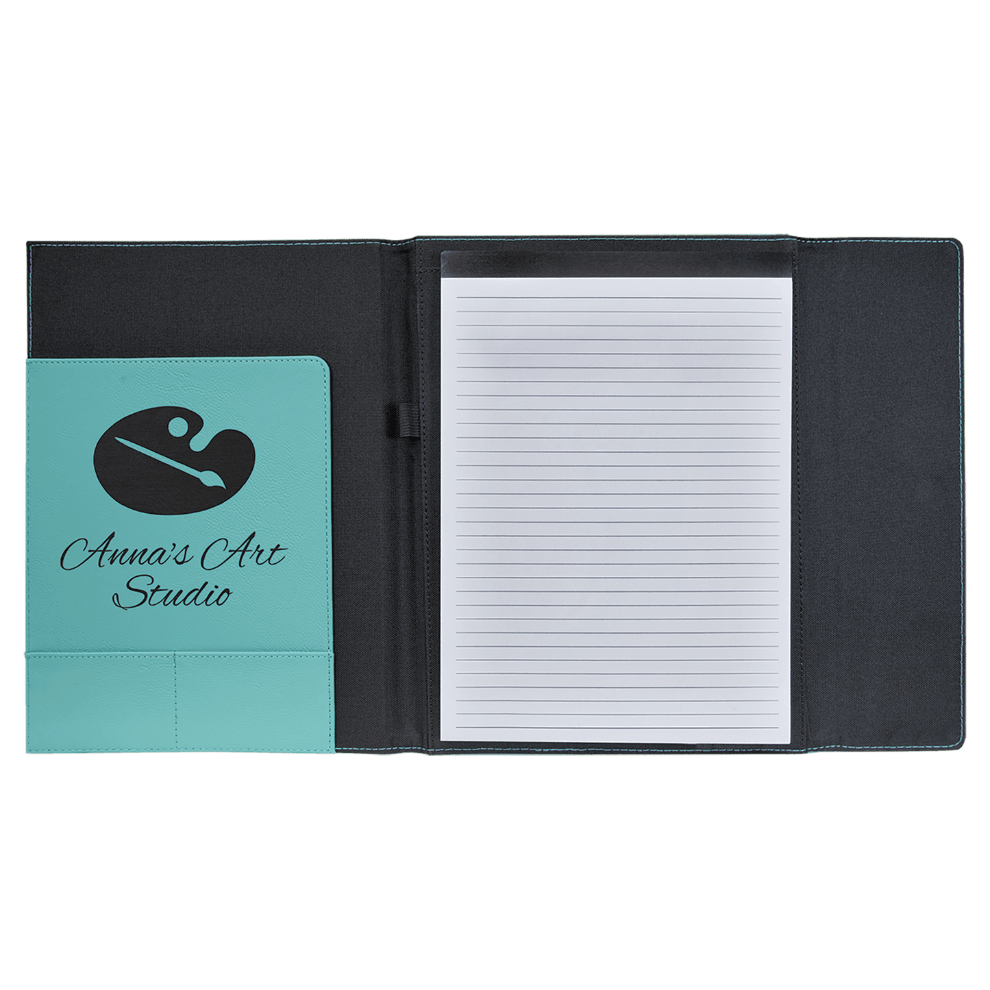 Laserable Leatherette Canvas Portfolios with Notepad