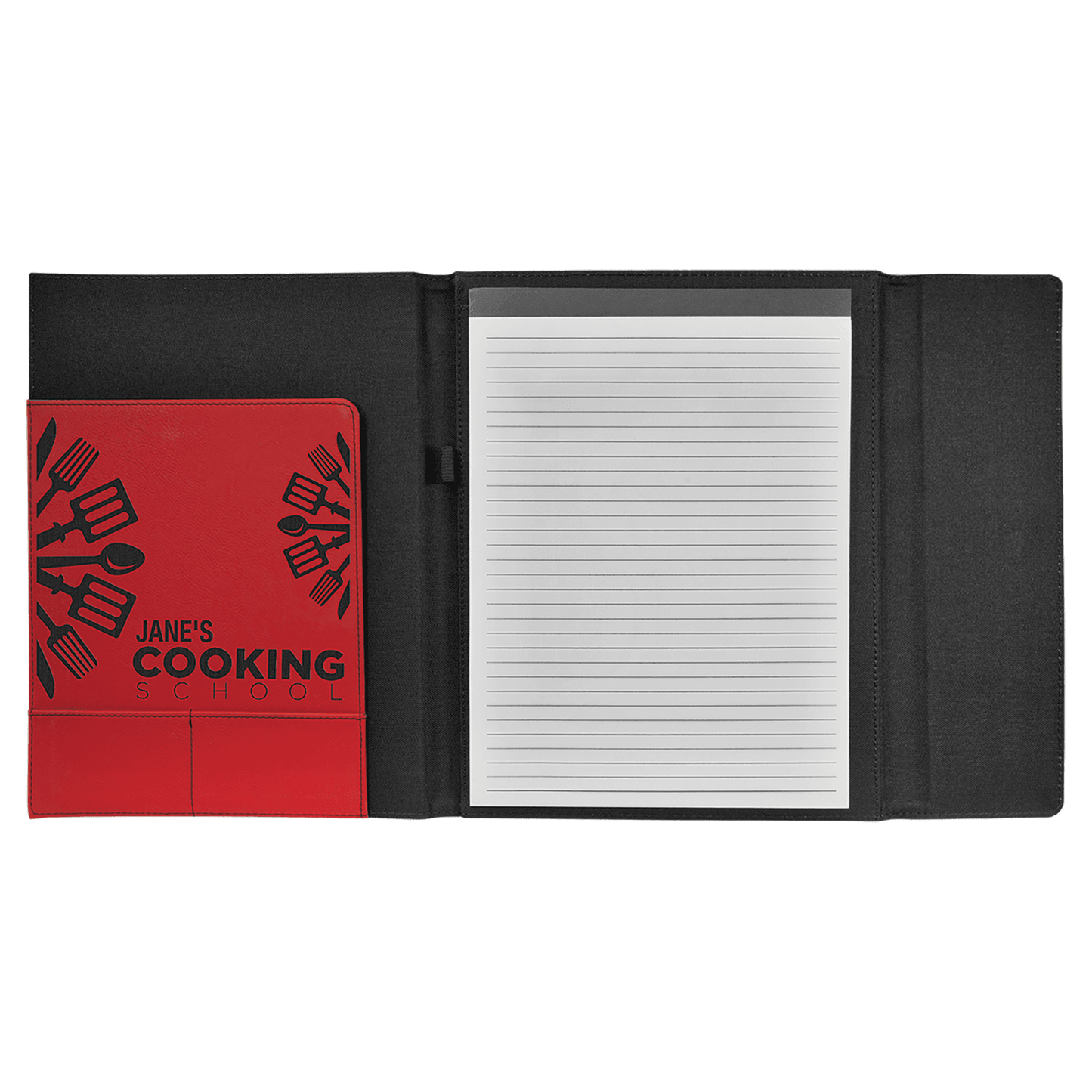 Laserable Leatherette Canvas Portfolios with Notepad