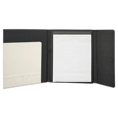 Laserable Leatherette Canvas Portfolios with Notepad