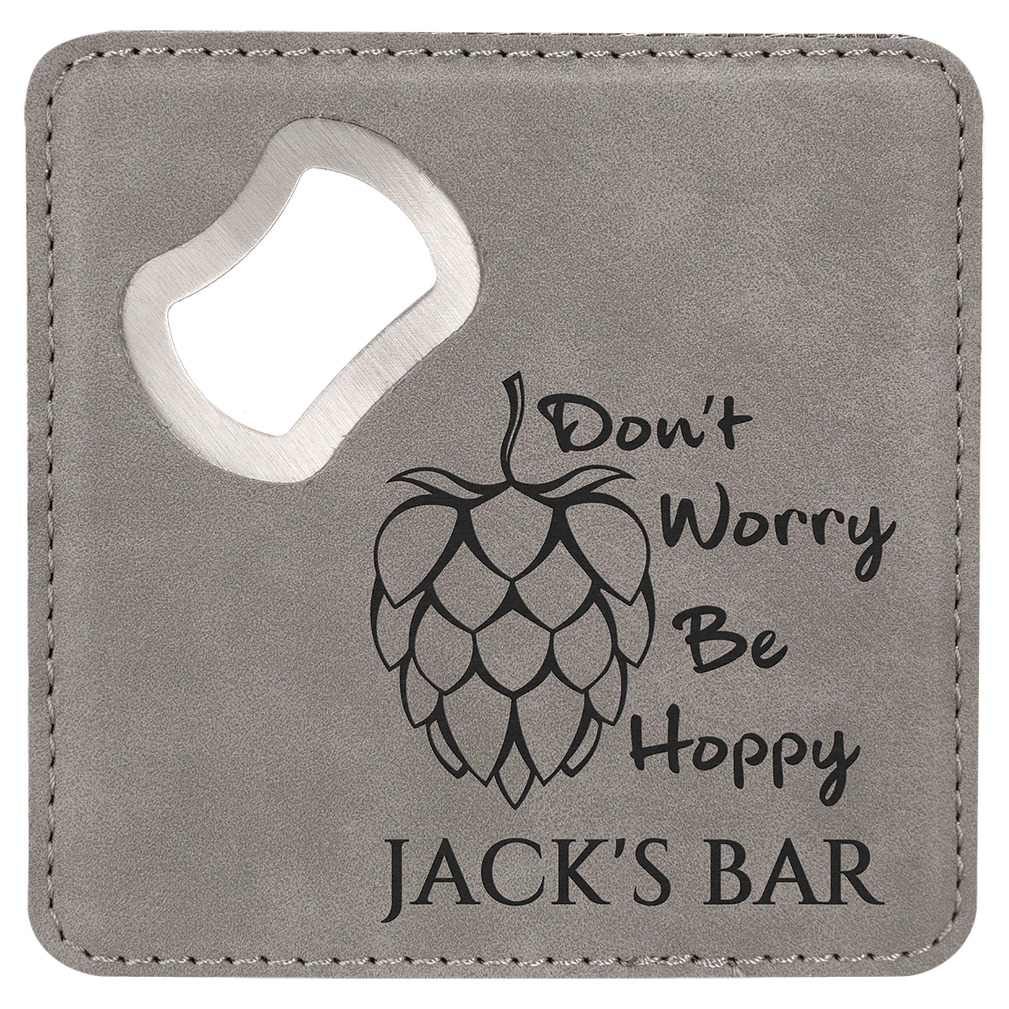 Leatherette Coasters (Square) with Bottle Opener - 6pc Sets