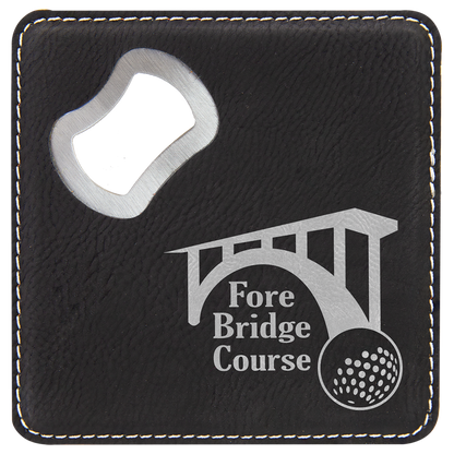 Leatherette Coasters (Square) with Bottle Opener - 6pc Sets