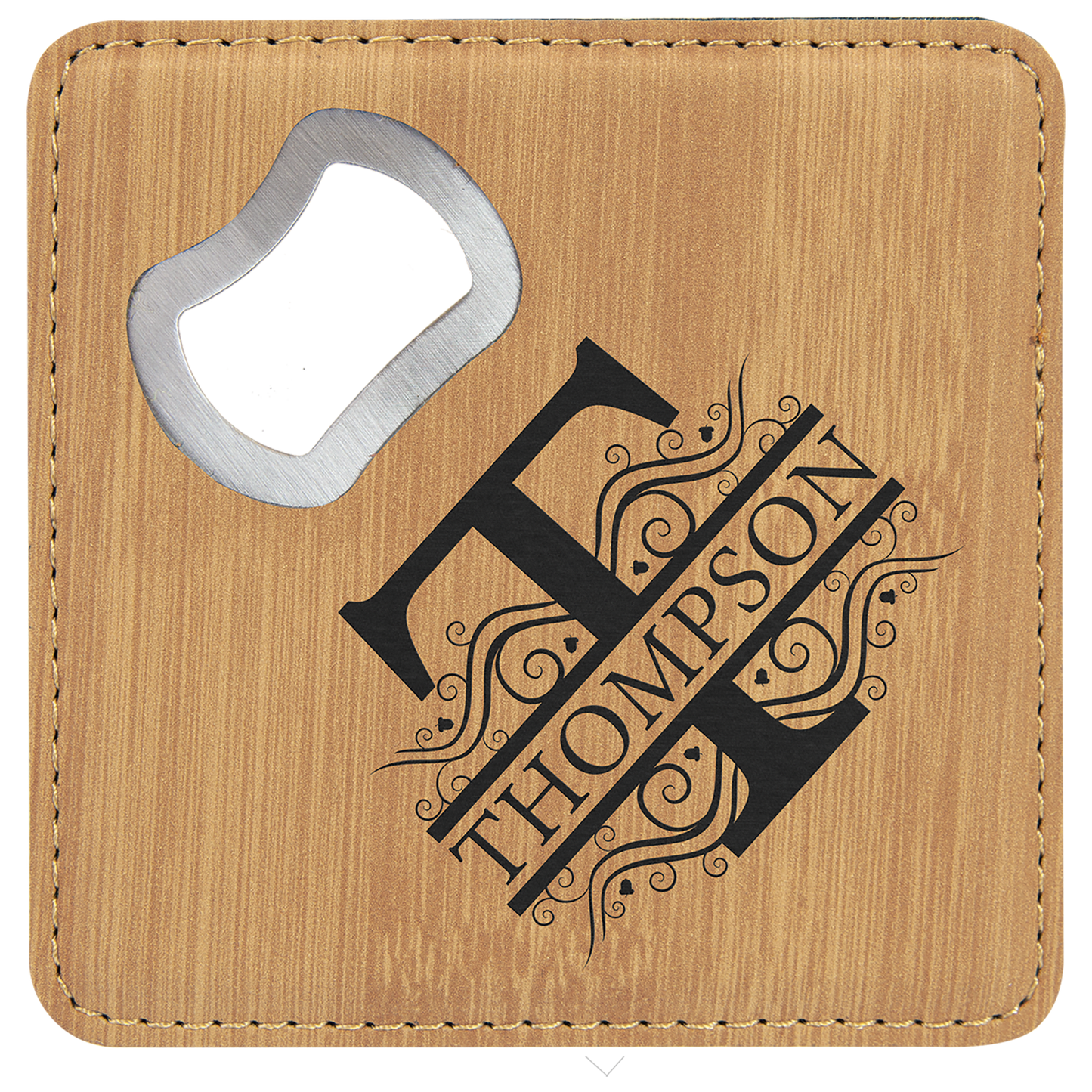 Leatherette Coasters (Square) with Bottle Opener - 6pc Sets