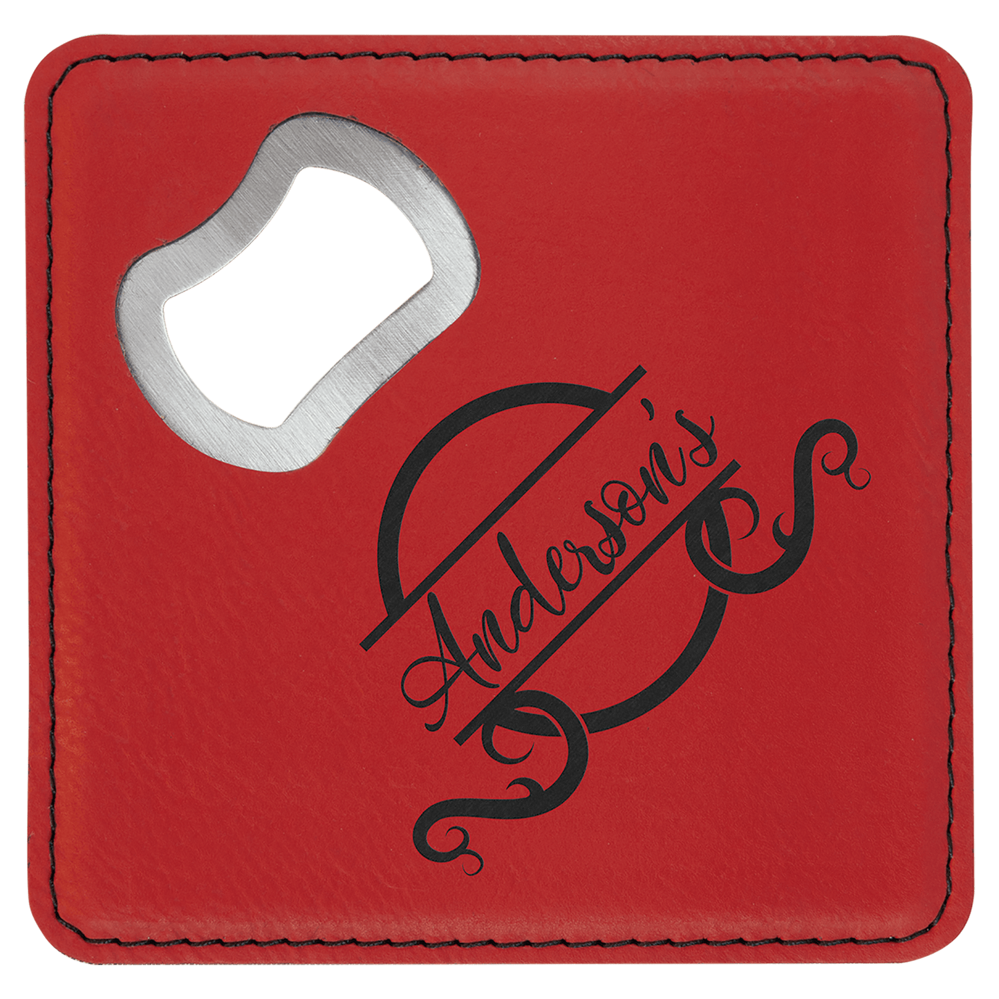 Leatherette Coasters (Square) with Bottle Opener - 6pc Sets