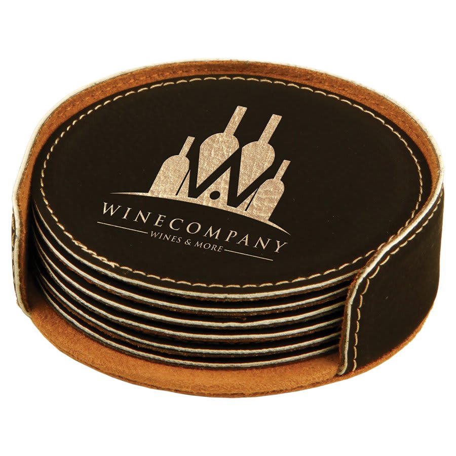Leatherette Coasters - 6pc Sets (Round)