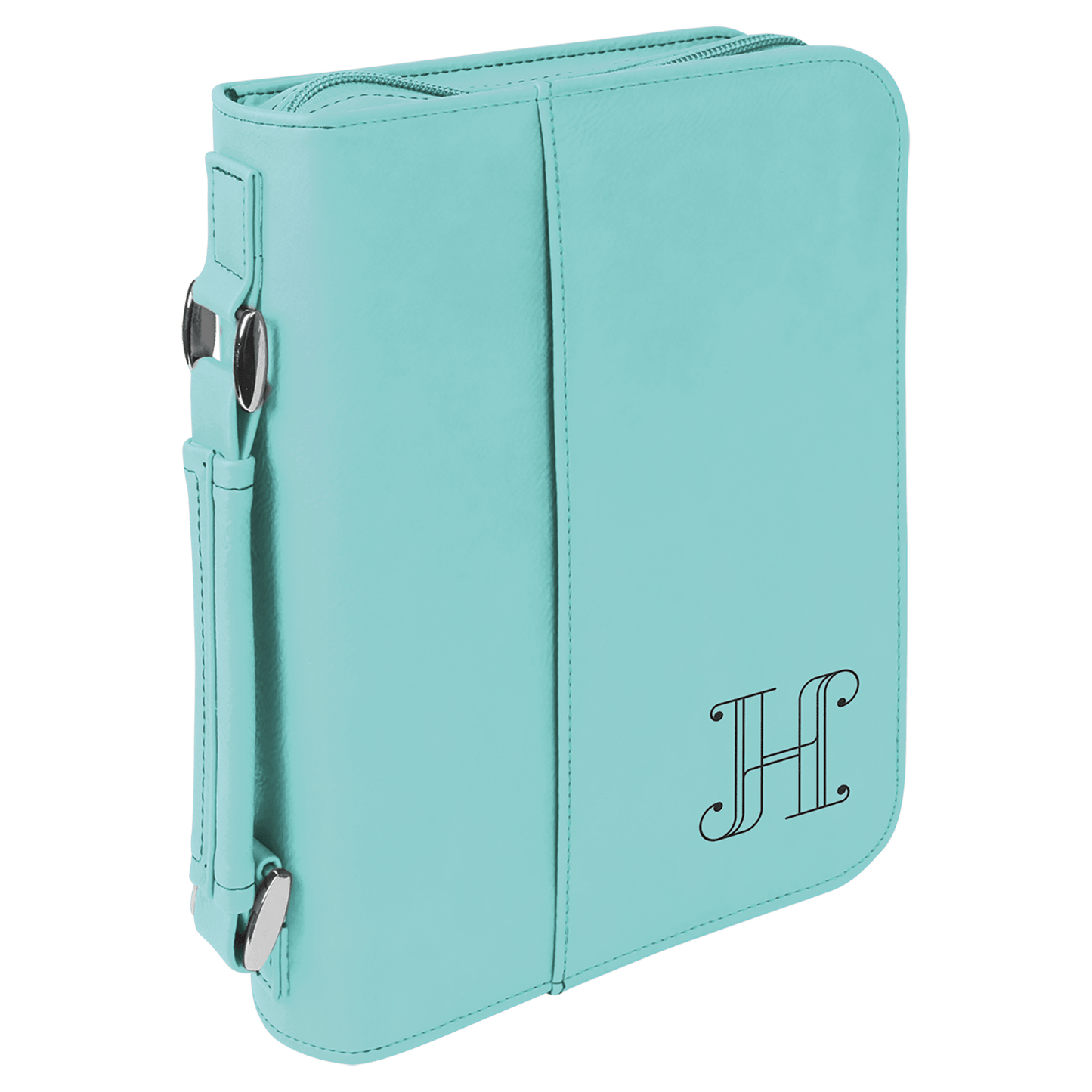Laserable Leatherette Book/Bible Cover with Handle & Zipper - 6 3/4" x 9 1/4"