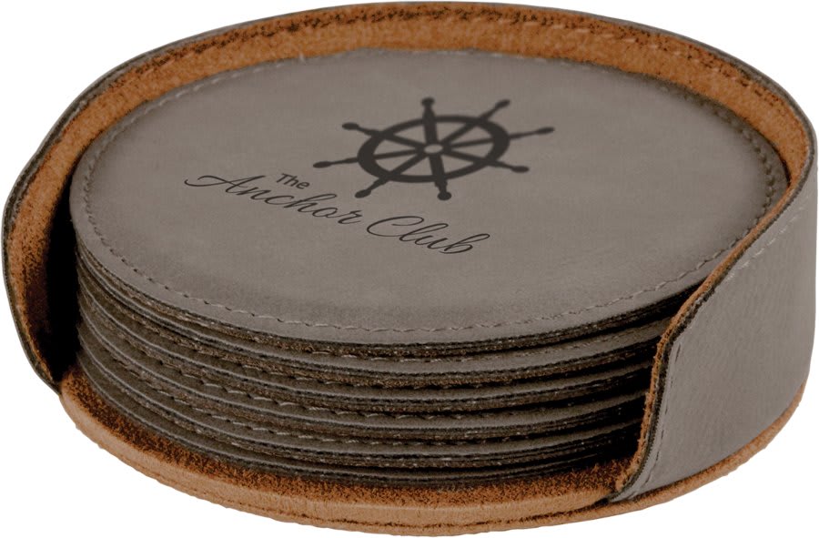 Leatherette Coasters - 6pc Sets (Round)