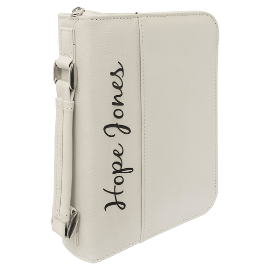 Laserable Leatherette Book/Bible Cover with Handle & Zipper - 6 3/4" x 9 1/4"