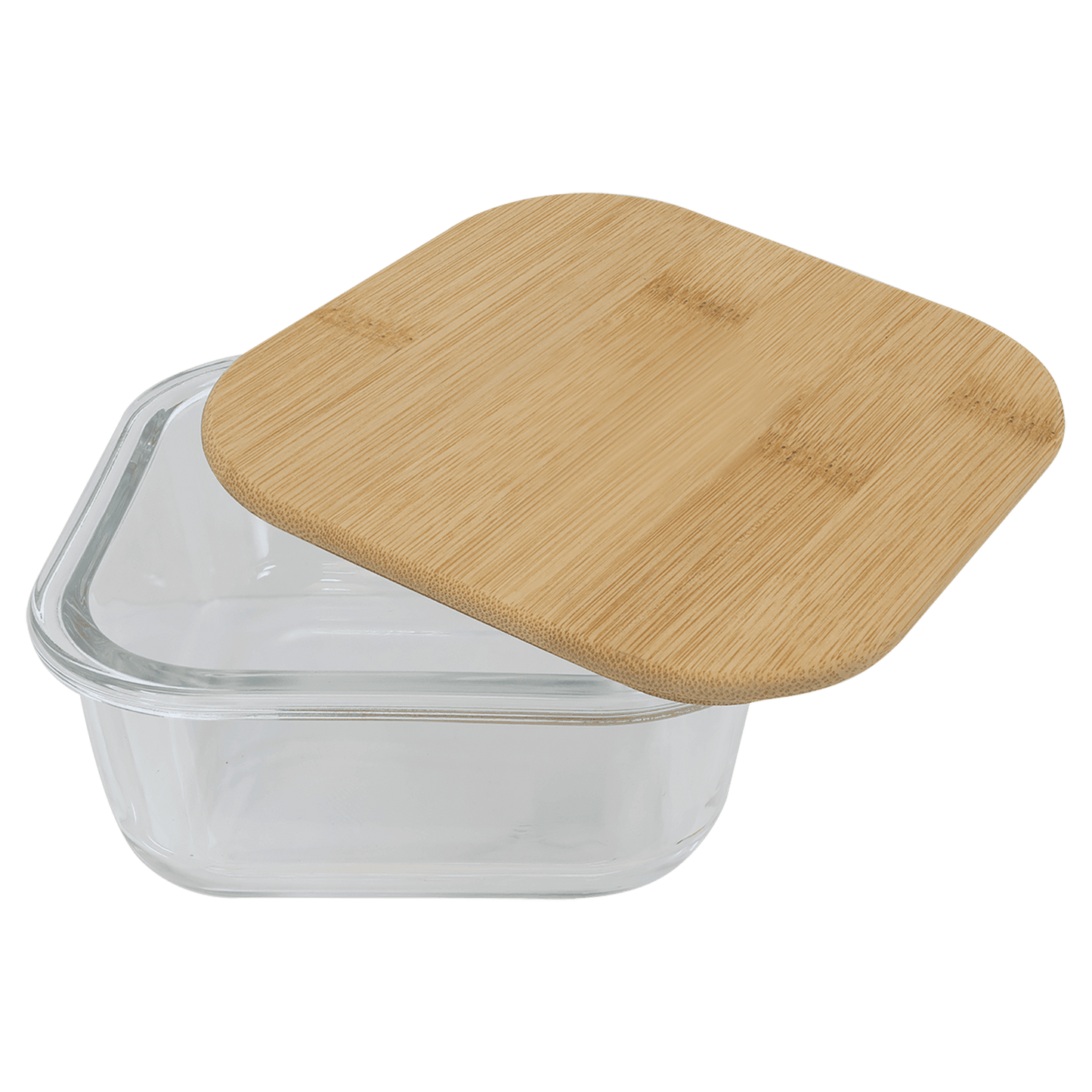 Square Glass Container with Bamboo Lid -18oz