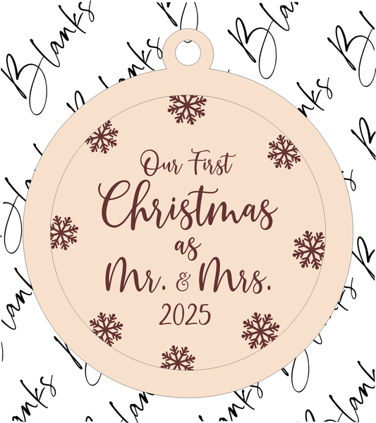 Our First Christmas as Mr. & Mrs. (2 Layer Ornament) - Digital Download