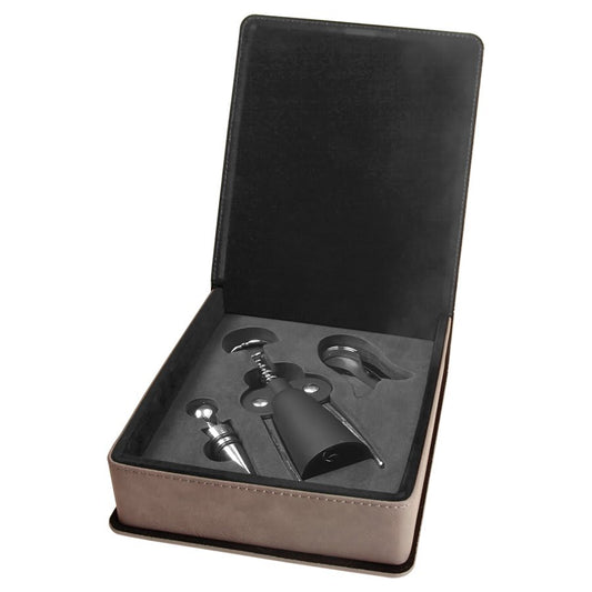Laserable Leatherette 3-Piece Wine Tool Gift Set