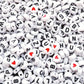 Acrylic Letter Beads - White/Black Letters, Numbers & Hearts