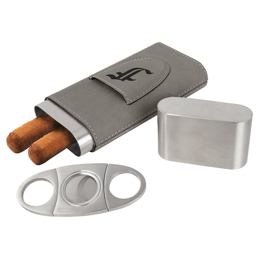 Laserable Leatherette Cigar Cases with Cutter