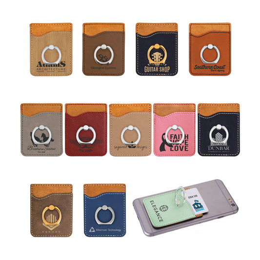 Leatherette Phone Wallets with Silver Ring
