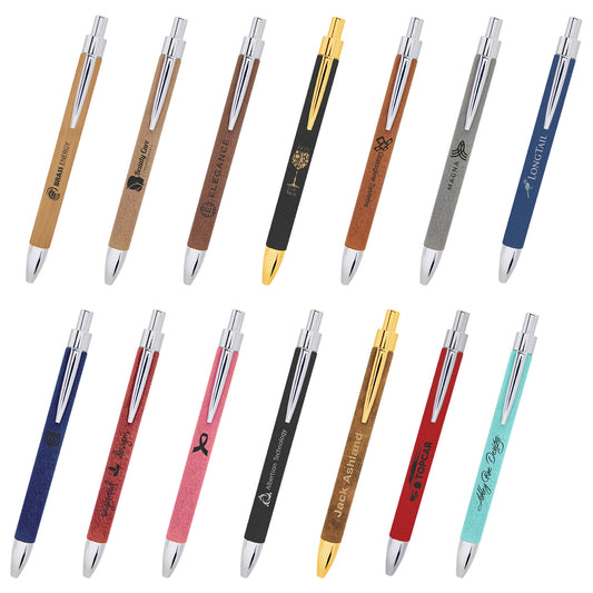Refillable Laserable Leatherette Pens